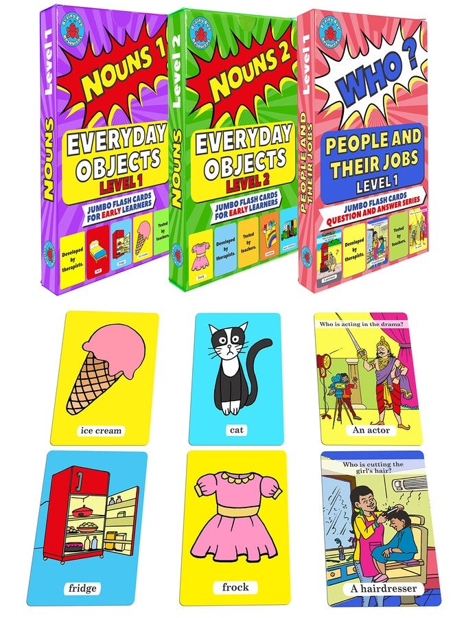 Brainy Bug Resources 90 Flash Cards | 60 Everyday Objects - Audio-Enabled via App in English, Hindi, Tamil, Telugu, Punjabi, Kannada | 30 ‘Who?’ Questions - People and Their Jobs | Spoken English - Image 1